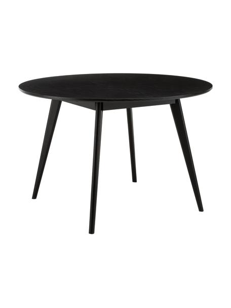 Okrúhly jedálenský stôl Yumi, Ø 115 cm, Drevo, čierna lakovaná, Ø 115 x V 74 cm