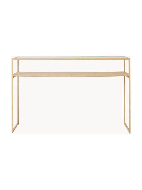 Handgemaakte wandtafel Raffia met glazen tafelblad, Tafelblad: glas, Lichtbeige, B 120 x H 78 cm