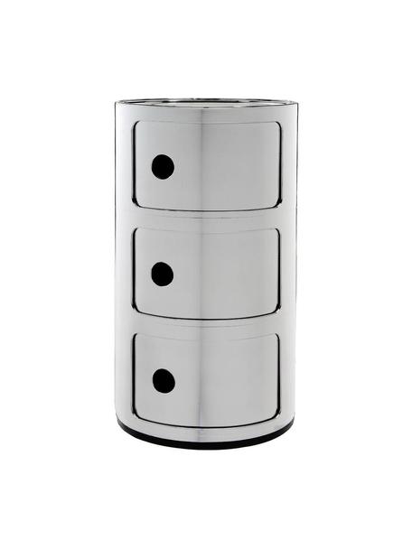 Design container Componibili, 3 modules, Kunststof (ABS), gelakt, Greenguard-gecertificeerd, Chroomkleurig, glanzend, Ø 32 x H 59 cm