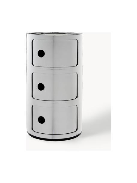 Designový odkládací stolek Componibili, Umělá hmota, chromovaná, Stříbrná, Ø 32 cm, V 59 cm
