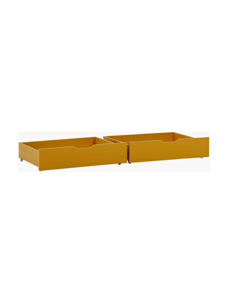 Cassetti letto Eco Comfort 2 pz, Pannello di fibra a media densità (MDF) certificato FSC, Legno laccato giallo ocra, Larg. 153 x Prof. 60 cm