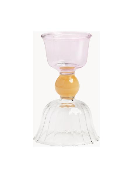 Kandelaar Perle van borosilicaatglas, Borosilicaatglas, Transparant, oranje, lichtroze, Ø 6 x H 10 cm