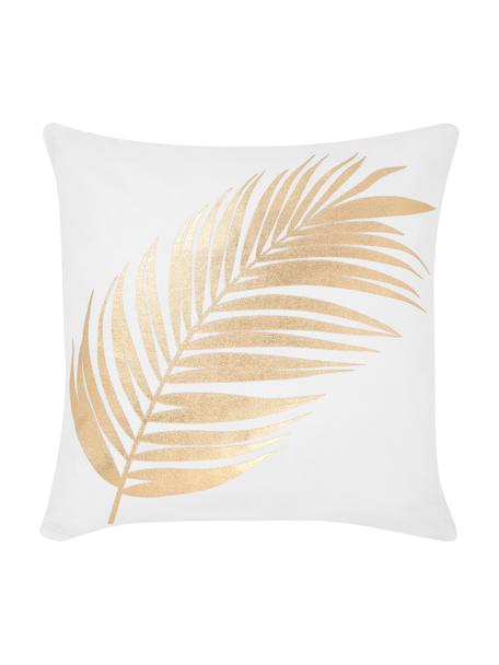 Weiße Kissenhülle Light mit goldenem Print, 100% Baumwolle, Weiß, Goldfarben, B 40 x L 40 cm
