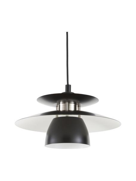Kleine hanglamp Brenda, Lampenkap: gelakt metaal, Decoratie: metaal, Baldakijn: gelakt metaal, Zwart, zilverkleurig, Ø 32 x H 19 cm