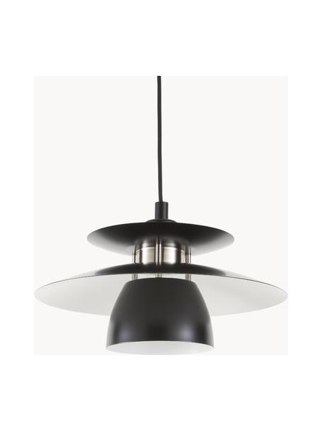 Kleine hanglamp Brenda, Lampenkap: gelakt metaal, Decoratie: metaal, Zwart, zilverkleurig, Ø 32 x H 19 cm