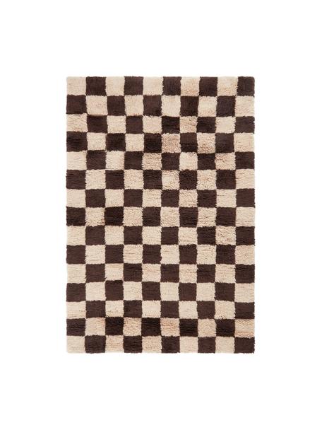 Tappeto a pelo lungo tessuto a mano Sid, 20% cotone, 80% poliestere, Beige chiaro, marrone scuro, Larg. 200 x Lung. 300 cm (taglia L)