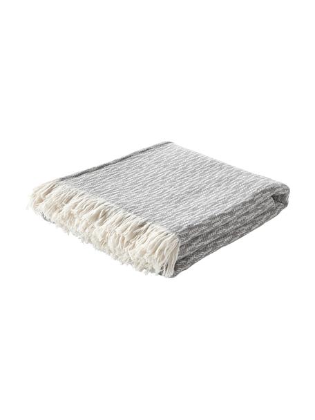 Deka so strapcami Alistar, 80 % bavlna
20 % polyakryl, Tmavosivá, biela, Š 130 x D 170 cm