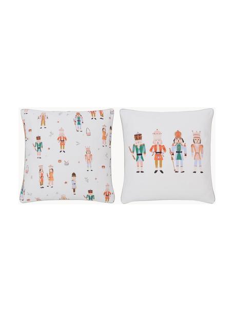 Designer Wende-Kissenhüllen-Set Nutcracker von Candice Gray, 2-tlg., 100 % Bio-Baumwolle, GOTS zertifiziert, Weiß, Bunt, B 45 x L 45 cm