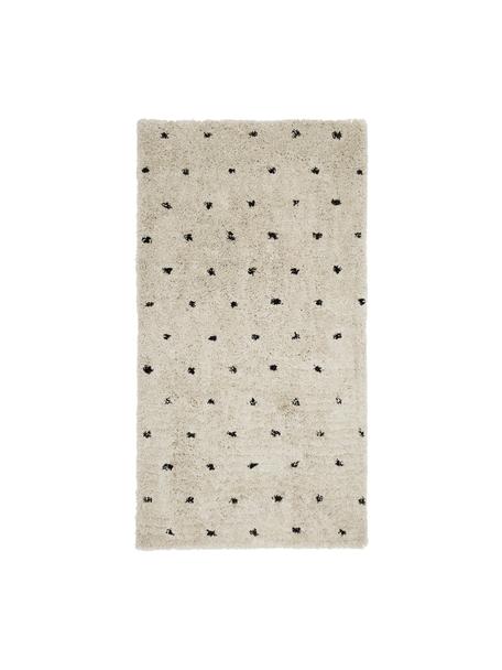 Flauschiger Hochflor-Teppich Ayana, gepunktet, Flor: 100 % Polyester, Beige, Schwarz, B 80 x L 150 cm (Größe XS)
