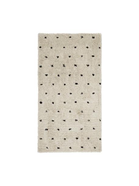 Tapis moelleux et épais à pois Ayana, Beige, noir, larg. 80 x long. 150 cm (taille XS)
