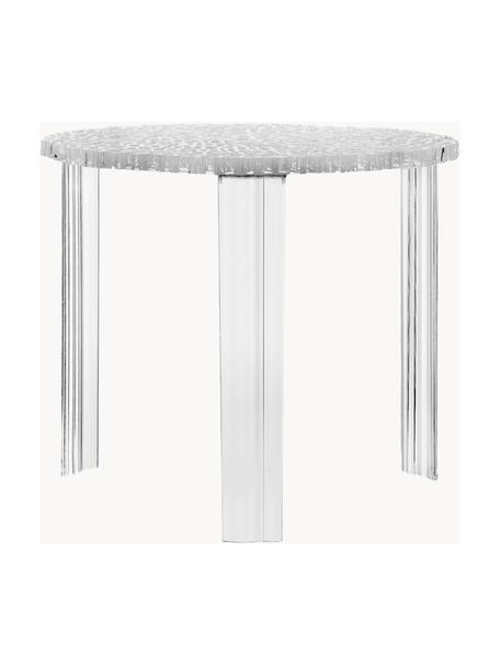 Kulatý interiérový/exteriérový odkládací stolek T-Table, Akrylátové sklo, Transparentní, Ø 50 cm, V 44 cm