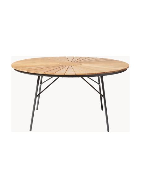 Ronde tuintafel Ellen met teakhouten tafelblad, verschillende formaten, Tafelblad: gepolijst teakhout V-Lega, Frame: gepoedercoat aluminium, Teakhout, antraciet, Ø 150 x H 73 cm