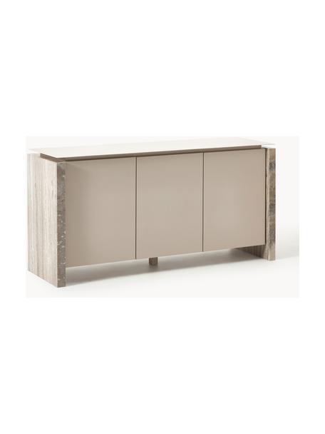 Enfilade avec pieds en marbre Bruce, Beige clair, beige marbré, larg. 145 x haut. 73 cm