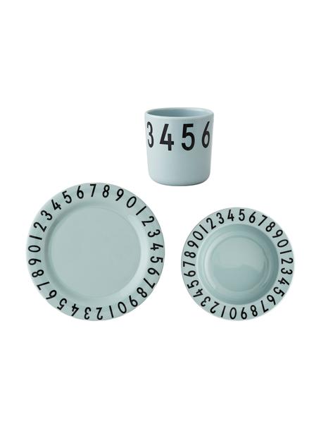 Sada snídaňového nádobí Numbers, 3 díly, Ecozen, Modrá, černá, Š 22 cm, V 7 cm