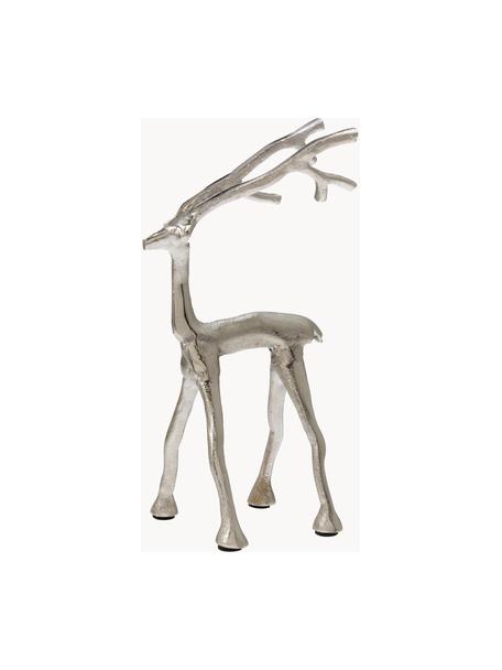 Figura decorativa artesanal ciervo Mistle, Aluminio, Plateado, An 14 x Al 27 cm