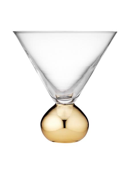 Mundgeblasene Kristall-Cocktailgläser Astrid mit Goldfuss, 2 Stück, Kristallglas, beschichtet, Transparent, Goldfarben, Ø 12 x H 13 cm, 300 ml