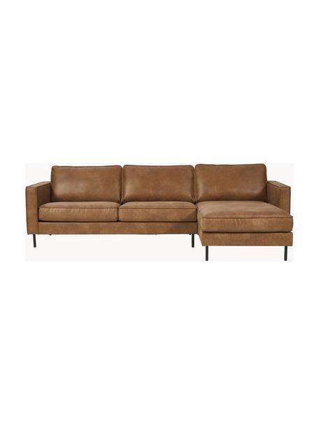 Ecksofa Hunter aus recyceltem Leder, Bezug: 70% recyceltes Leder, 30%, Gestell: Massives Kiefernholz, hoc, Leder Braun, B 264 x T 154 cm, Eckteil rechts