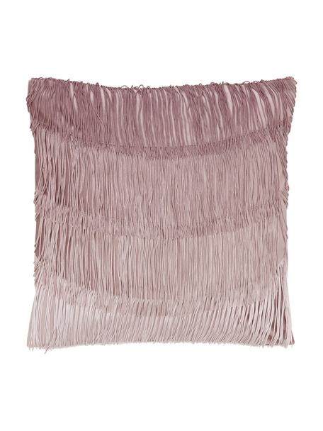 Poszewka na poduszkę z aksamitu z frędzlami Marilyn, Tapicerka: aksamit (100% poliester), Brudny różowy, S 45 x D 45 cm