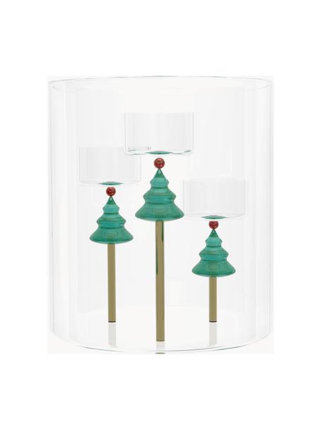 Bougeoir fait main en verre borosilicate Christmas Tales, Verre borosilicate, Transparent, vert, Ø 13 x haut. 15 cm