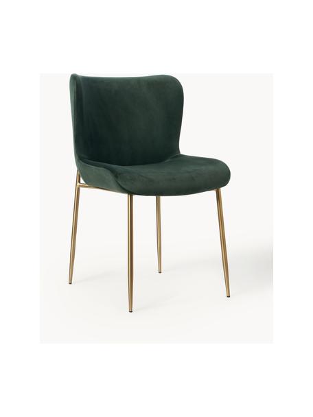Sametová čalouněná židle Tess, Tmavě zelená, zlatá, Š 49 cm, H 64 cm