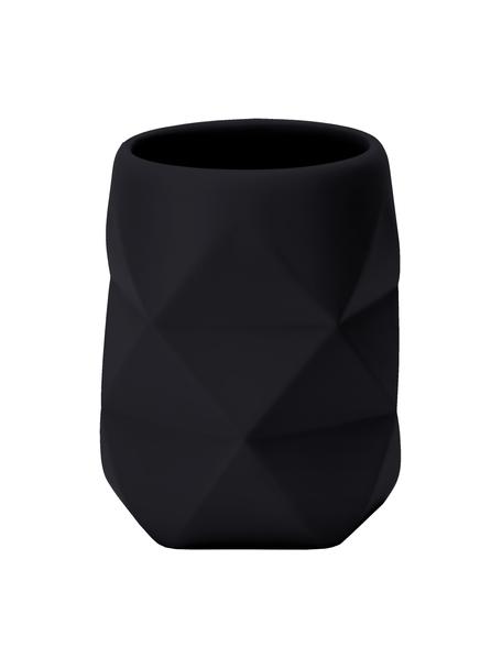 Pohár na zubné kefky Crackle, Polymérová živica, Čierna, Ø 8, V 10 cm