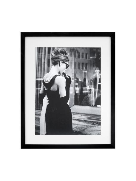 Gerahmter Digitaldruck Breakfast at Tiffany's, Bild: Digitaldruck auf Papier, , Rahmen: Holz, lackiert, Front: Plexiglas, Schwarz, Weiß, B 33 x H 43 cm