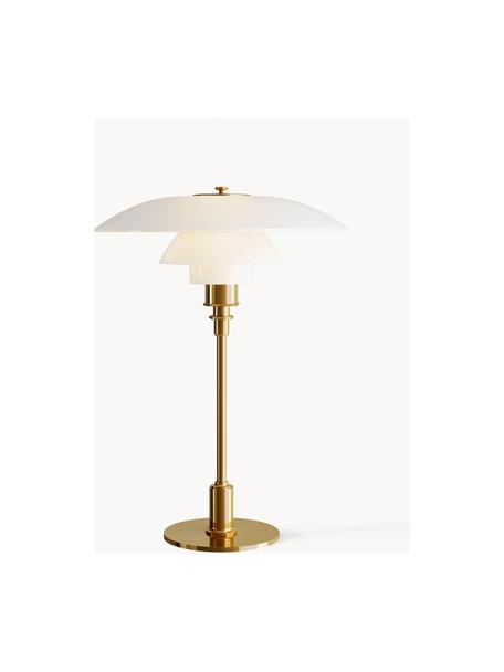 Grosse Tischlampe PH 3½-2½, mundgeblasen, Lampenschirm: Opalglas, mundgeblasen, Goldfarben, Weiss, Ø 33 x H 47 cm