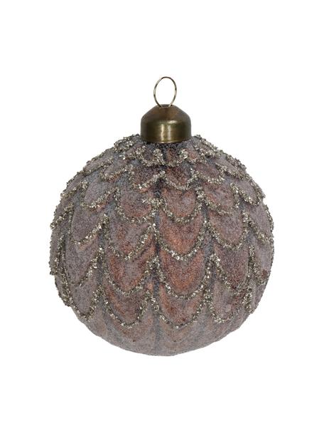 Adornos navideños Cone, 2 uds., Vidrio, Negro y blanco perla brillante, Ø 8 cm