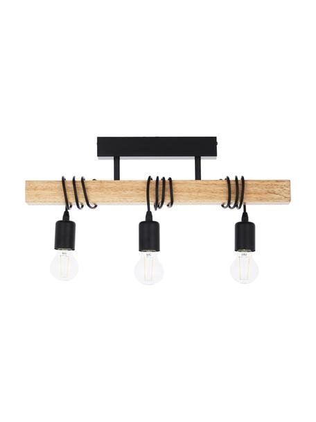 Plafonnier en bois Townshend, Noir, bois d'hévéa, larg. 55 x haut. 27 cm