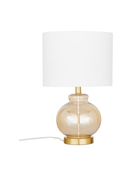 Lámpara de mesa de vidrio Natty, Pantalla: tela, Cable: plástico, Blanco, ámbar, transparente, Ø 31 x Al 48 cm
