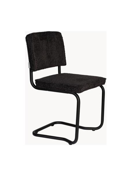 Chaises cantilever en tissu peluche Kink, 2 pièces, Peluche noir, larg. 48 x prof. 48 cm