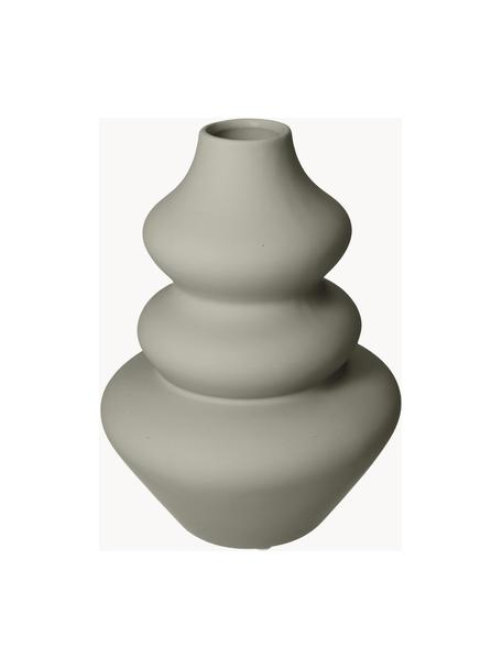 Vase design de forme organique Thena, haut. 20 cm, Grès cérame, Vert olive, Ø 15 x haut. 20 cm