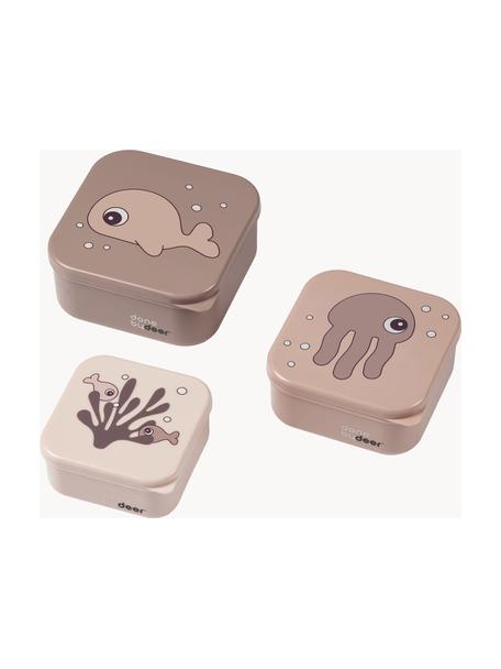 Kinderlunchbox Sea Friends, set van 3, Kunststof, Oudroze, mauve, Set met verschillende formaten