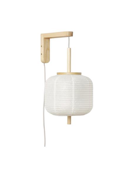 Dizajnová nástenná lampa z ryžového papiera Misaki, Biela, svetlé drevo, Ø 30 x V 60 cm