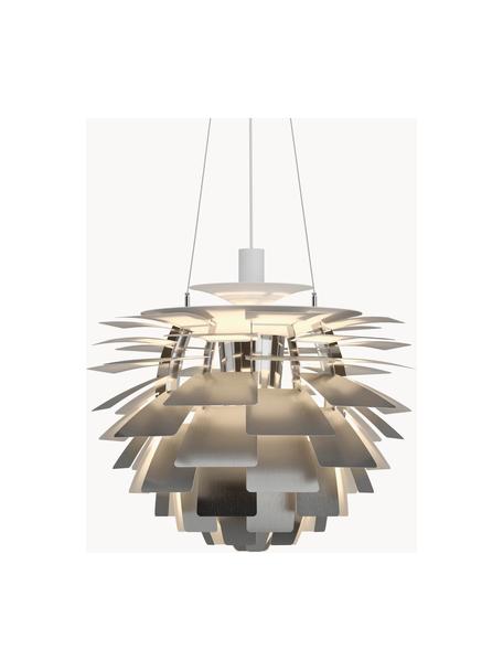 Lámpara de techo PH Artichoke, 58 cm, Pantalla: acero cepillado, Estructura: acero cromado, Cable: cubierto en tela, Plateado, Ø 60 x Al 58 cm