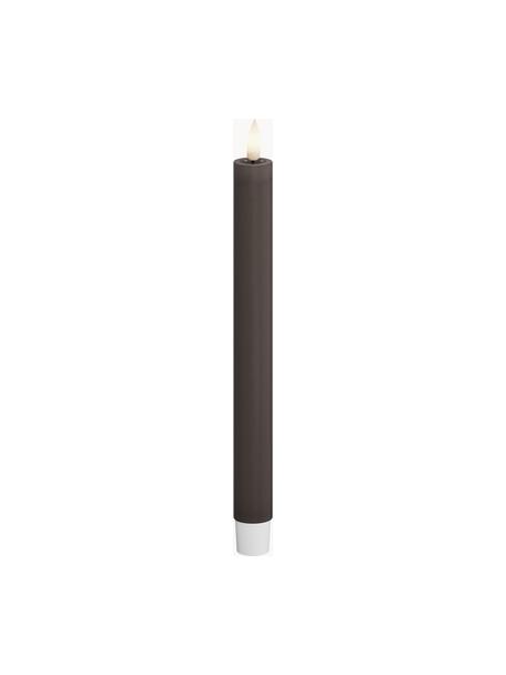 Handgefertigte LED-Stabkerzen Real Flame, H 24 cm, 2 Stück, Kunststoff, Wachs mit Harzoberfläche, Taupe, H 24 cm