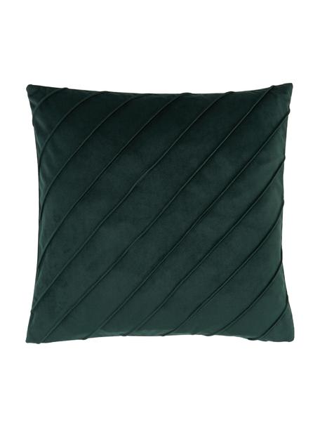 Fluwelen kussenhoes Leyla in donkergroen met structuurpatroon, Fluweel (100% polyester), Groen, 40 x 40 cm