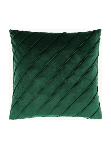 Poszewka na poduszkę z aksamitu Leyla, Aksamit (100% poliester), Ciemny zielony, S 40 x D 40 cm
