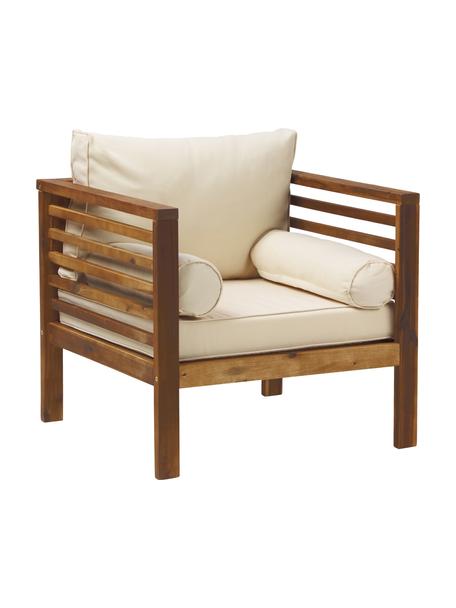 Tuin loungefauteuil Bo, Frame: massief geolied acaciahou, Beige,donker hout, B 72 x H 64 cm