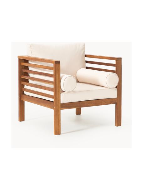 Poltrona lounge da giardino Bo, Rivestimento: poliestere (resistente ai, Struttura: legno massiccio di acacia, Tessuto beige, legno di acacia, Larg. 72 x Alt. 64 cm