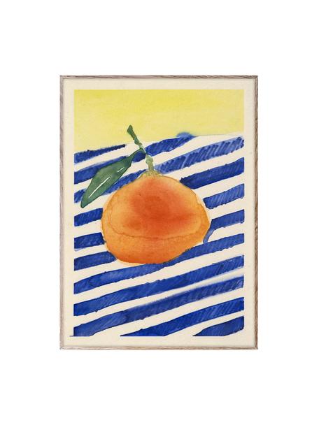 Plakat Orange, 210 g matowy papier, druk cyfrowy z 10 farbami odpornymi na promieniowanie UV, Pomarańczowy, ciemny niebieski, jasny żółty, S 30 x W 40 cm