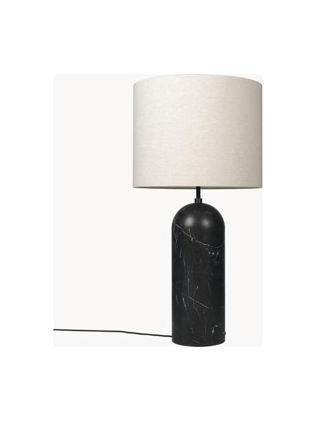 Lámpara de pie pequeña regulable con base de mármol Gravity, Pantalla: tela, Cable: plástico, Beige claro, negro veteado, Al 120 cm