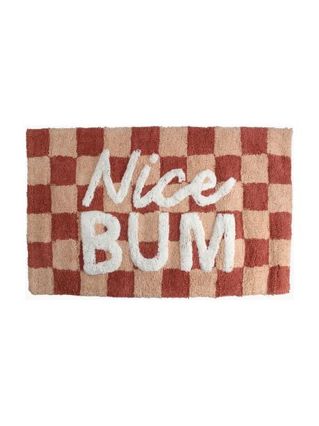 Handgetufte badmat Nice Bum van katoen, 100% katoen, Roodbruin, Peach, wit, B 50 x L 80 cm
