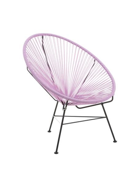 Loungesessel Bahia aus Kunststoff-Geflecht in Lavendel, Sitzfläche: Kunststoff, Gestell: Metall, pulverbeschichtet, Lila, Schwarz, B 81 x T 73 cm