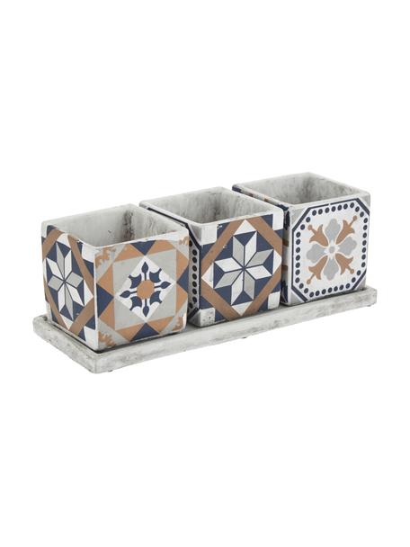 Set de maceteros grandes Portugal, 4 pzas., Cemento, Multicolor, An 36 x Al 13 cm