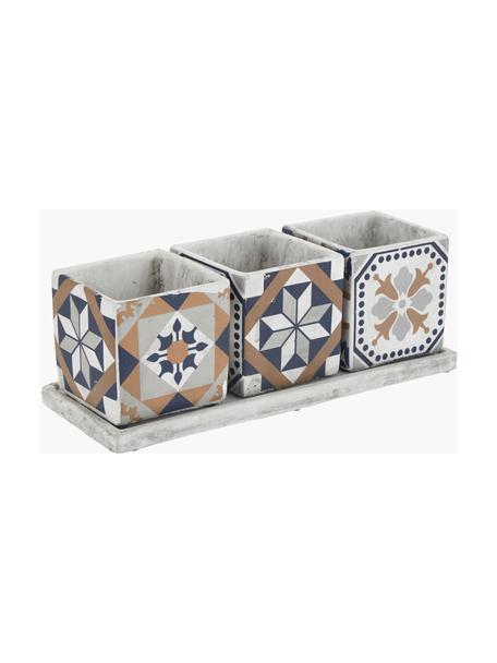 XL plantenpottenset Portugal van beton, 4-delig, Beton, Multicolour, B 36 cm x H 13 cm