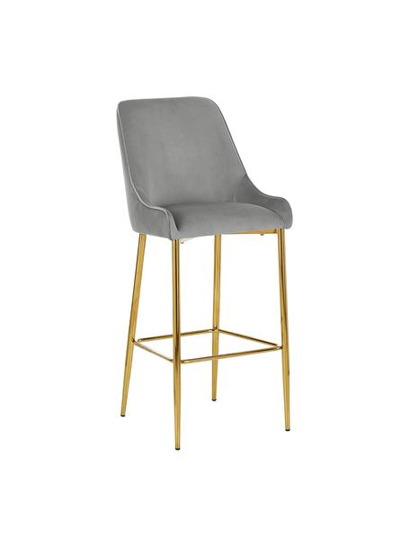 Taburete alto de terciopelo Ava, Tapizado: terciopelo (100% poliéste, Terciopelo gris, An 48 x Al 107 cm