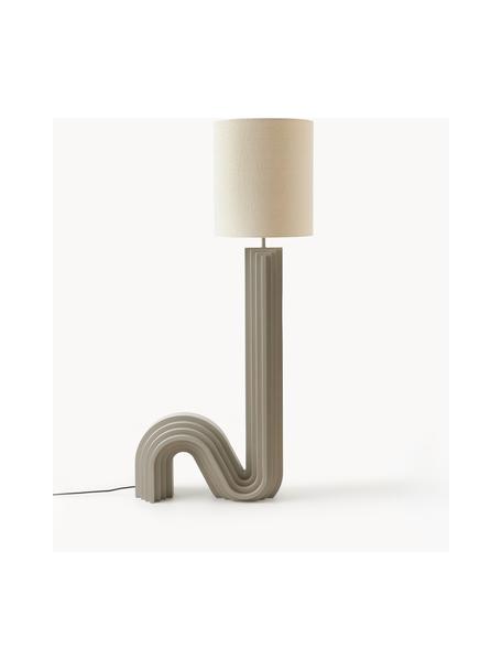 Design Stehlampe Luomo, Lampenschirm: Leinenstoff, Beige, Greige, H 153 cm