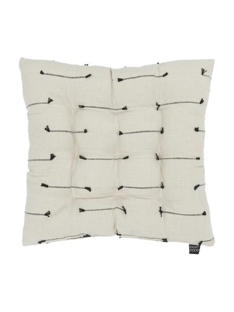 Cojín de asiento de algodón texturizado Arild, 100% algodón, Beige, negro, An 38 x L 38 cm