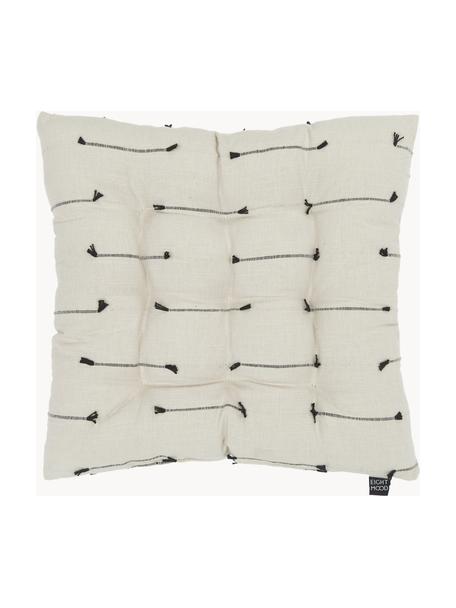 Katoenen stoelkussen Arild met structuur-oppervlak, 100% katoen, Beige, zwart, B 38 x L 38 cm